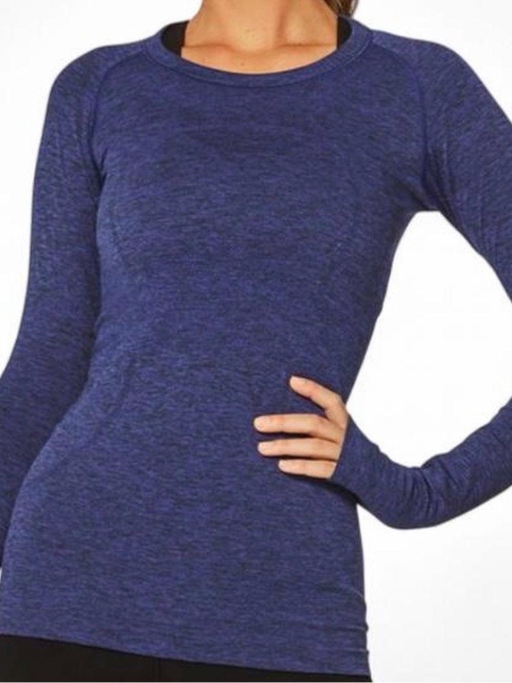 lululemon athletica Heathered Navy Long-Sleeve Crew Top